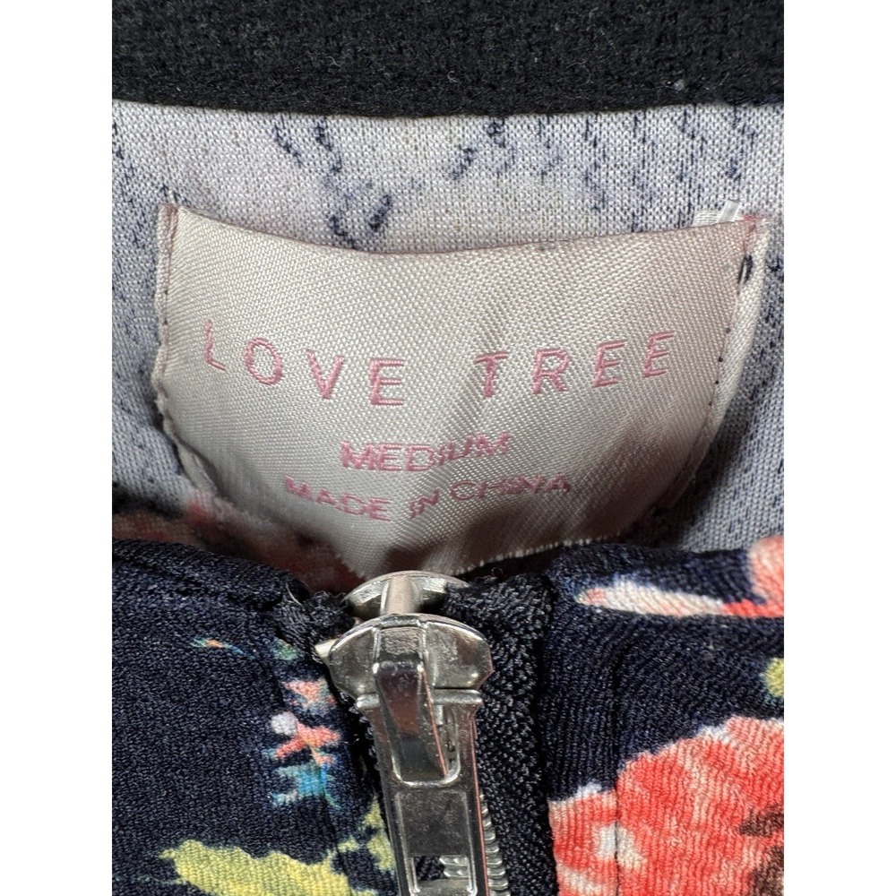 MEDIUM Love Tree Floral Textured Navy Zip Jacket Lightweight - Picture 4 of 8
